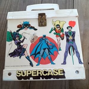 Vintage DC Comics Superhero Supercase 45 Records Carrying Case Superman Catwoman